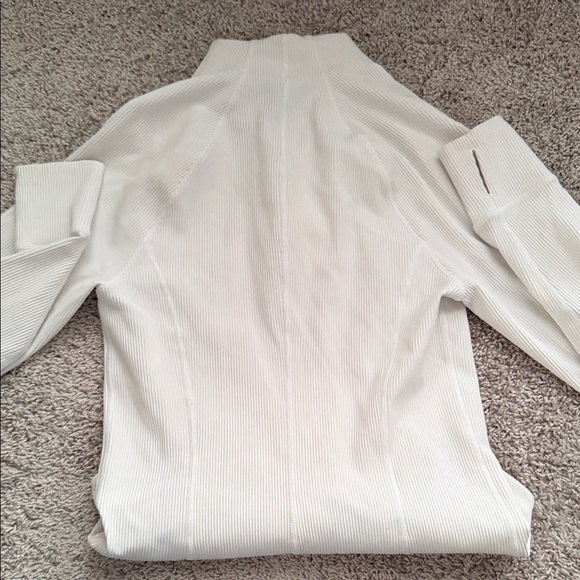 Ribbed White Zip-Up Utility Jacket - Picture 3 of 3